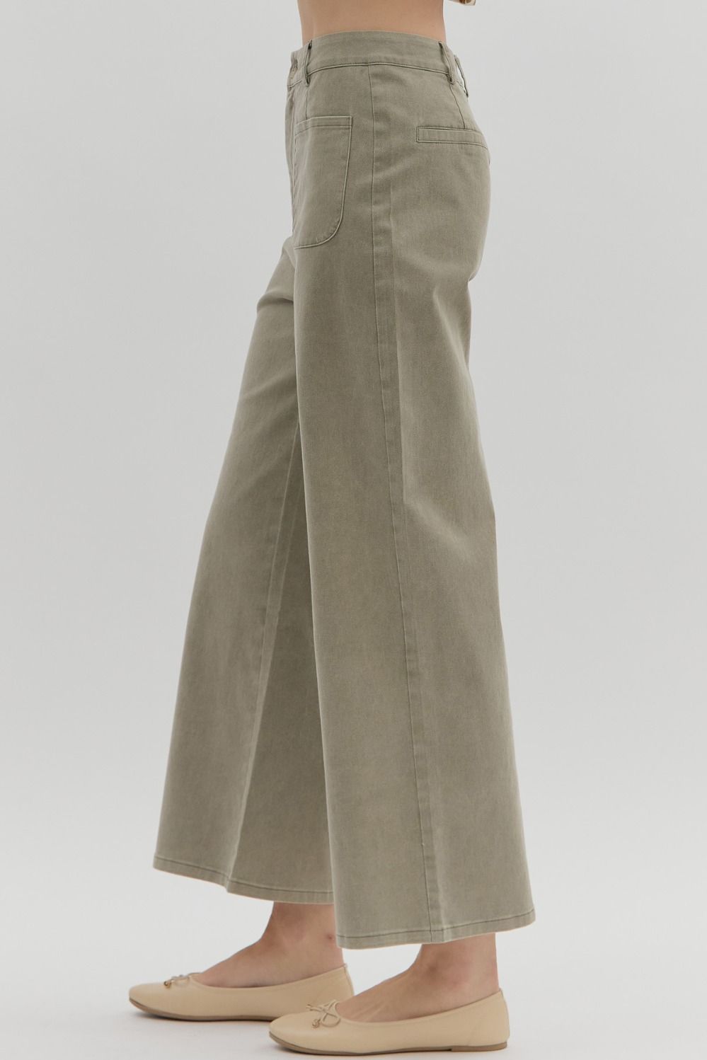 Olive High Waisted Wide Leg Pant image 2