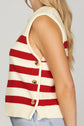 Sleeveless Striped Sweater with Side Gold Buttons image 3