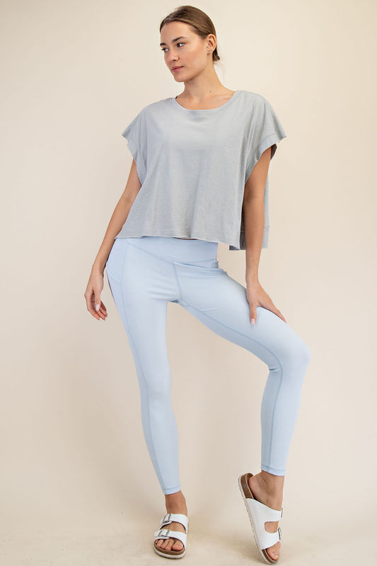 LT.GREY COTTON SLUB OPEN BACK TOP image 0