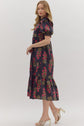 Black with Red Floral Midi image 3
