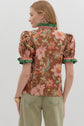 Brown& Pink Floral Ruffle Band Top image 3
