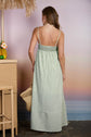 EMBROIDERED SMOCKED STRIPED TUNIC MAXI DRESS