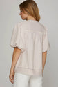 BUBBLE SLEEVE STRIPED WOVEN TOP image 2