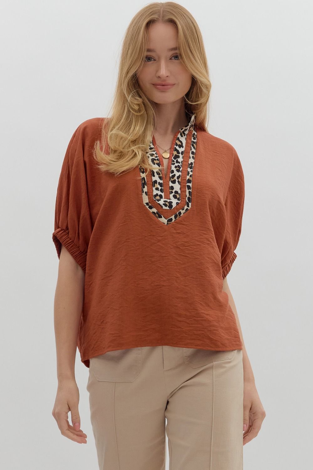 Rust Leopard Dolman Top image 0