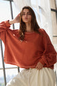 RUST OVERLAP OPEN BACK OVERSIZED REVERSE STICH TOP image 4