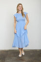 TIERED SMOCKED SHORT SLEEVE MIDI DRESS