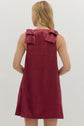 Burgundy Satin Sleeveless Bow Detail image 5