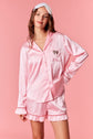 Pink Satin PJ Set with Bow on Pocket image 0