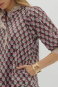 Brown & Pink 3/4 Sleeve Floral Mini Dress image 2