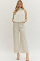 Scallop Eyelet Hem Ankle-Length Pant