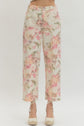 White & Pink Floral Straight Leg Pant