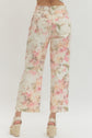 White & Pink Floral Straight Leg Pant