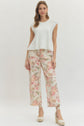 White & Pink Floral Straight Leg Pant