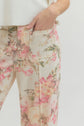 White & Pink Floral Straight Leg Pant
