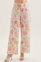 Botanical print wide leg pant