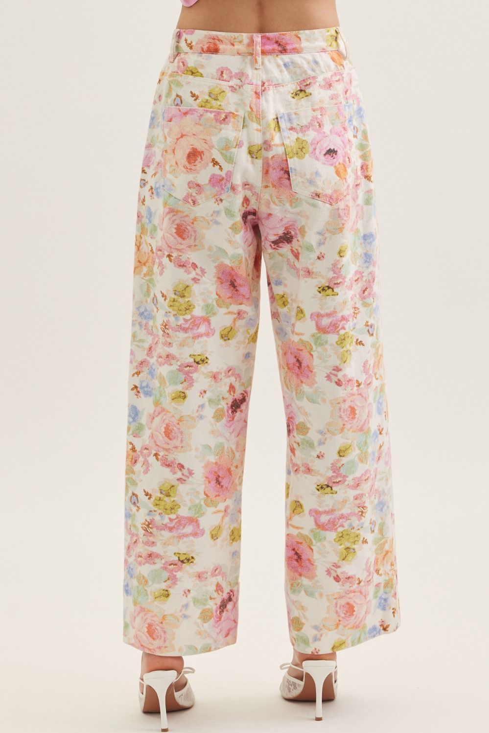Botanical print wide leg pant