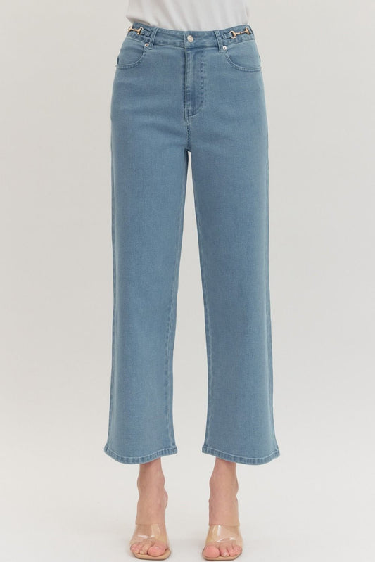 Straight Leg Pant Featuring Horsebit Detail