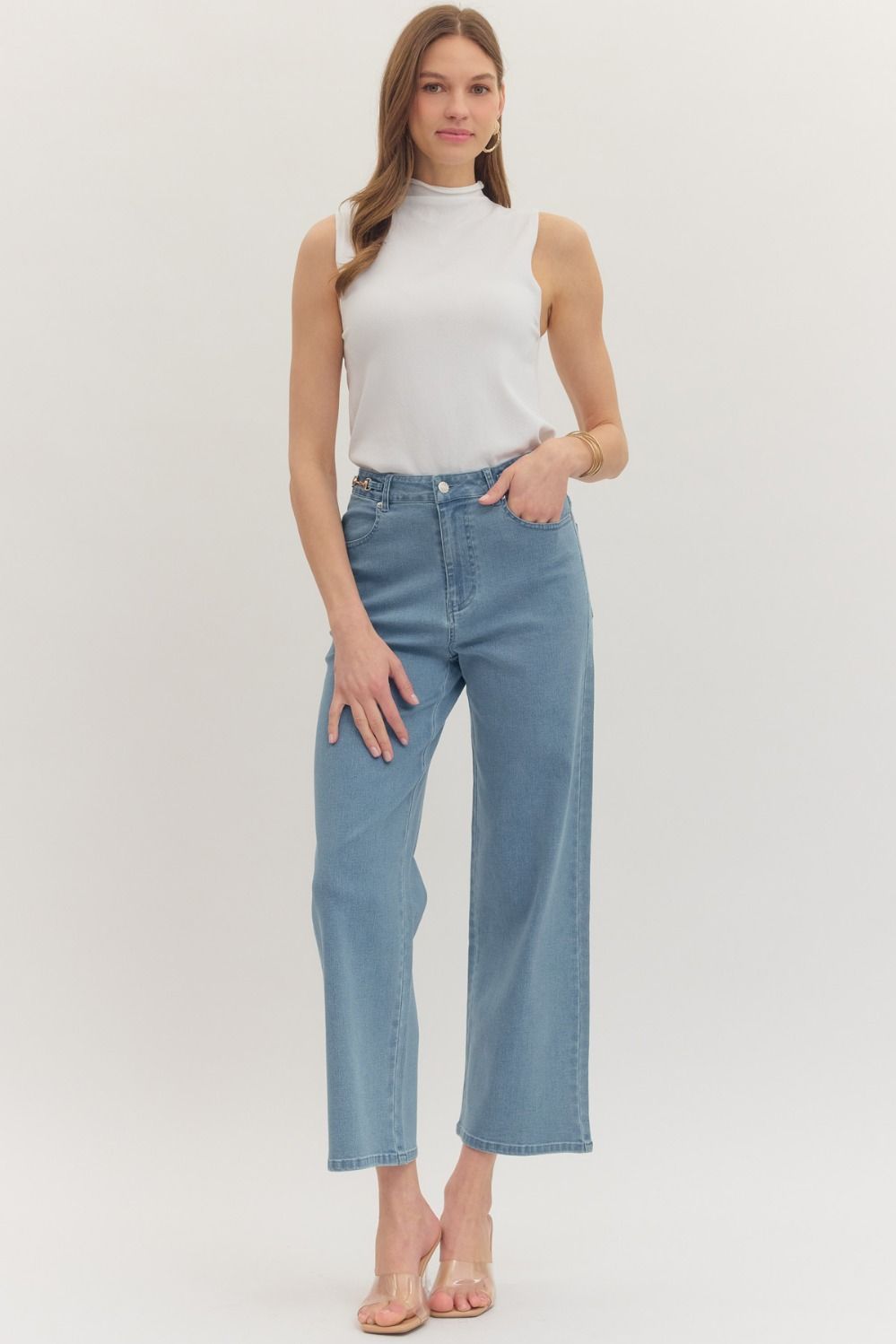 Straight Leg Pant Featuring Horsebit Detail