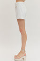 Off White High Waisted Shorts with Gold Horsebit