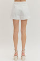Off White High Waisted Shorts with Gold Horsebit