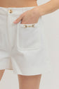 Off White High Waisted Shorts with Gold Horsebit