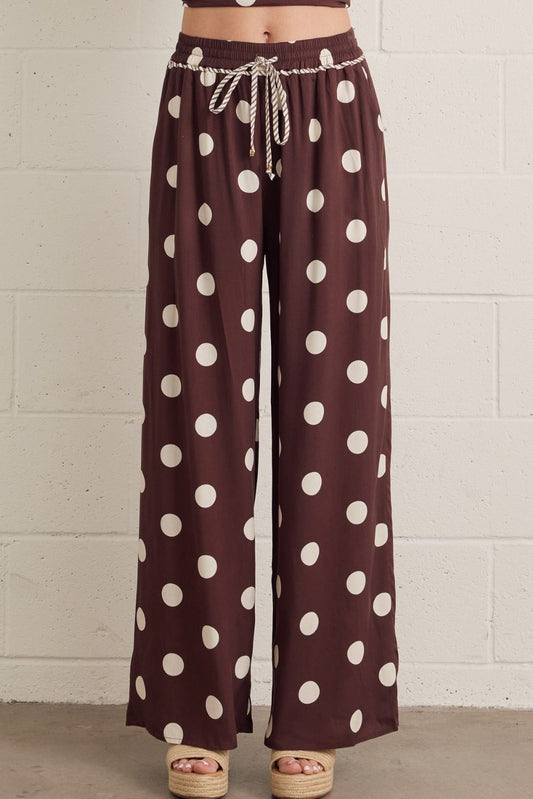 Brown Polka Dot Wide Leg Pant