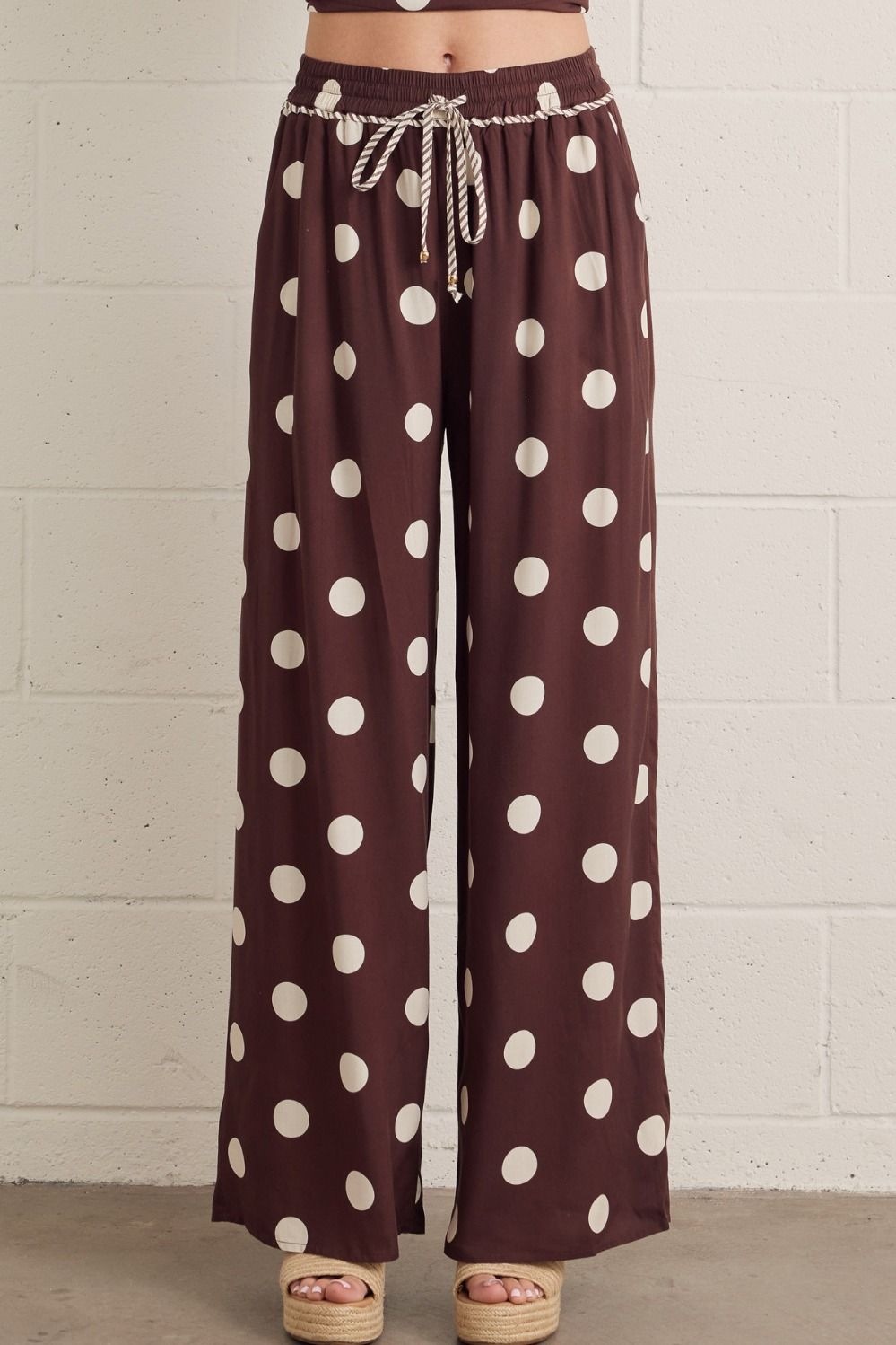 Brown Polka Dot Wide Leg Pant