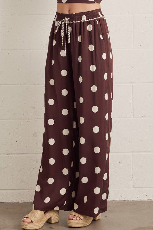 Brown Polka Dot Wide Leg Pant