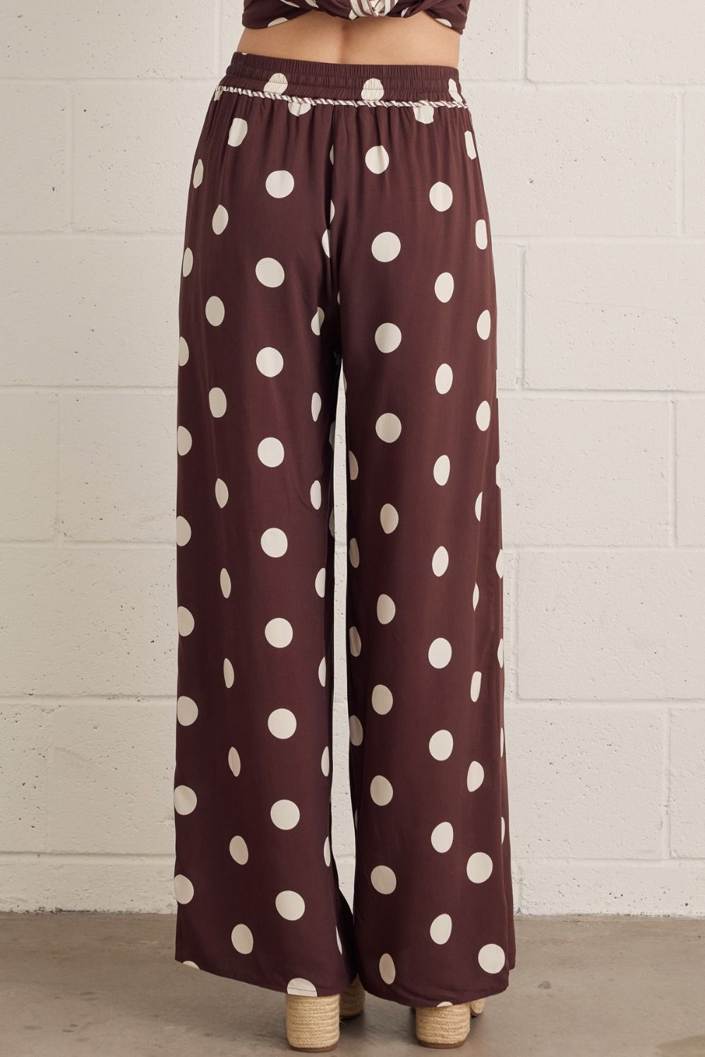 Brown Polka Dot Wide Leg Pant
