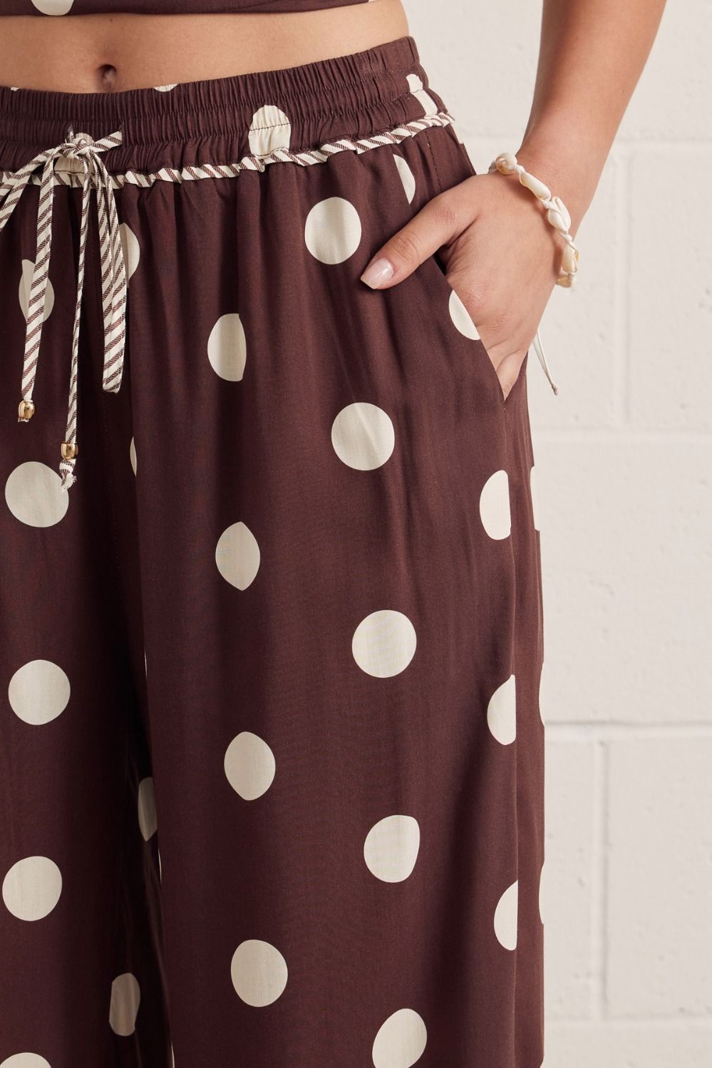Brown Polka Dot Wide Leg Pant