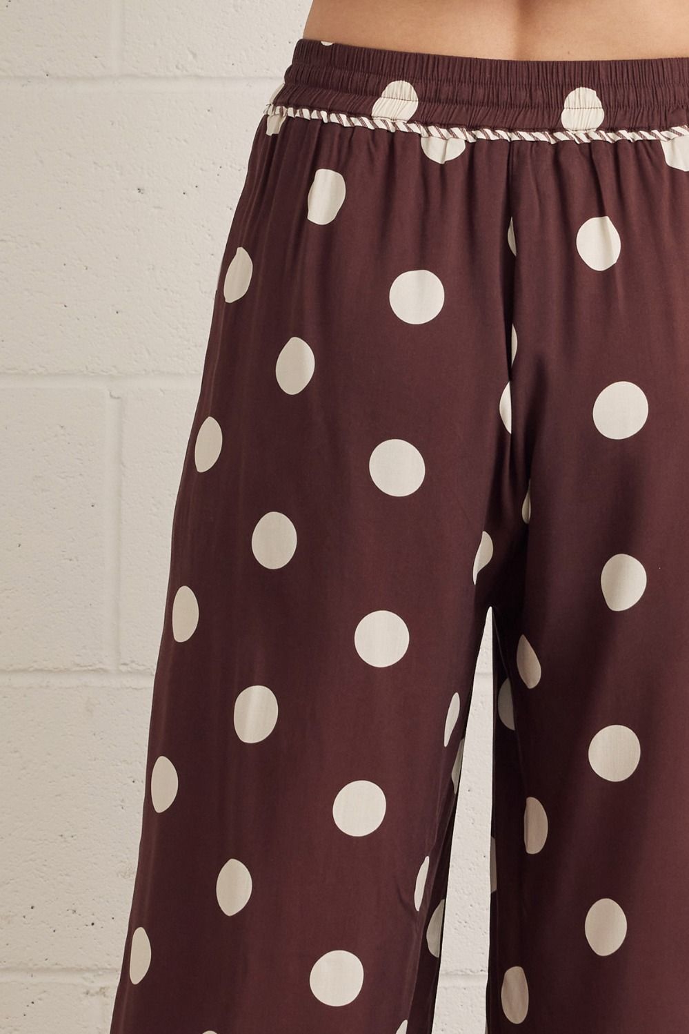 Brown Polka Dot Wide Leg Pant