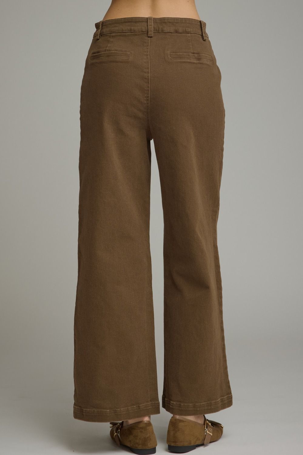 Solid Wide Leg Pant Featuring Horsebit Hardware
