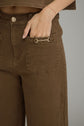 Solid Wide Leg Pant Featuring Horsebit Hardware