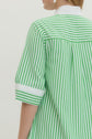 Striped Half Sleeve Mini Dress Featuring Contrast Neckline