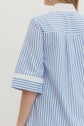 Striped Half Sleeve Mini Dress Featuring Contrast Neckline