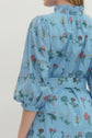 Floral Print Ruffled Neck 3/4 Sleeve Midi