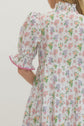 Off White Floral Puff Sleeve Midi w/ Ruffled Collar