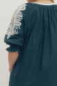 Embroidered V-neck Half Sleeve Midi Dress with White Trim