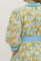 Lemon Floral Print 3/4 Sleeve with Tie Belt