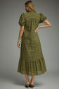Eyelet Ruffled Mock Neck Midi