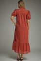 Eyelet Ruffled Mock Neck Midi
