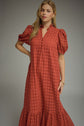 Eyelet Ruffled Mock Neck Midi