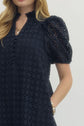 Eyelet Ruffled Mock Neck Midi