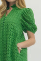 Eyelet Ruffled Mock Neck Midi