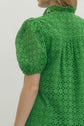 Eyelet Ruffled Mock Neck Midi
