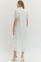 Eyelet Ruffled Mock Neck Midi