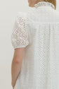 Eyelet Ruffled Mock Neck Midi