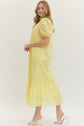 Eyelet Ruffled Mock Neck Midi