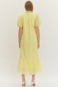 Eyelet Ruffled Mock Neck Midi