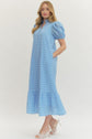 Eyelet Ruffled Mock Neck Midi